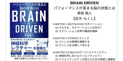 【全目次】BRAIN DRIVEN パフォーマンスが高まる脳の状態とは / 青砥 瑞人【要点･もくじ】モクホン 1分で成長するための本の目次を読むサイト