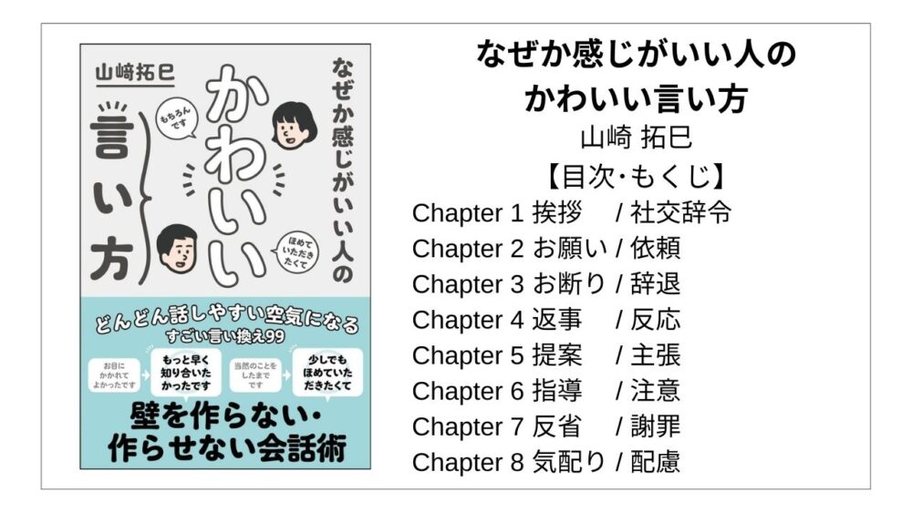 全目次 なぜか感じがいい人のかわいい言い方 山崎 拓巳 要点 もくじ 評価感想 なぜか感じがいい人のかわいい言い方 モクホン