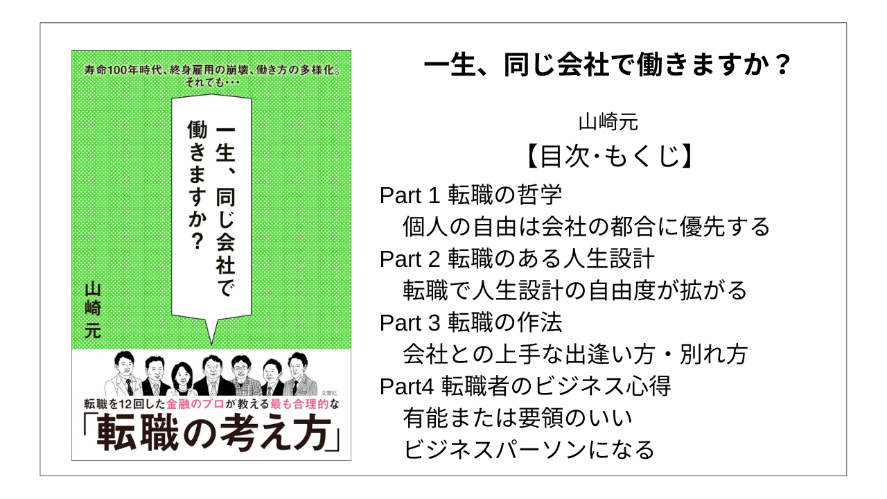 【全目次】一生、同じ会社で働きますか? / 山崎元【要約･もくじ･評価感想】#一生同じ会社で働きますか #山崎元 #転職 | モクホン
