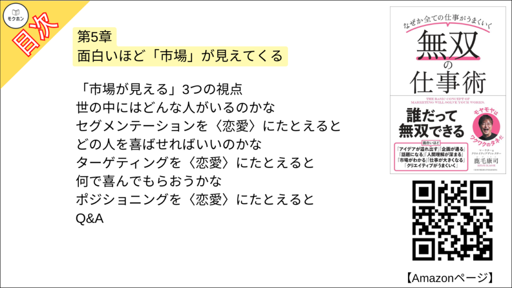 【無双の仕事術 目次】第5章 面白いほど「市場」が見えてくる【鹿毛康司･要点･もくじ】