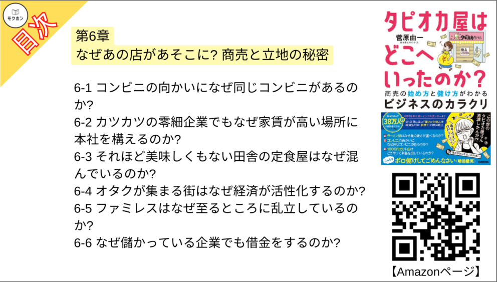 【タピオカ屋はどこへいったのか？ 目次】第6章 なぜあの店があそこに? 商売と立地の秘密【菅原由一･要点･もくじ】