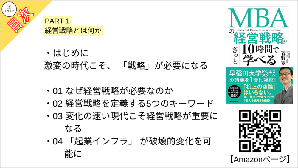 【MBAの経営戦略が10時間でざっと学べ 目次】PART 1 経営戦略とは何か【菅野寛･要点･もくじ】