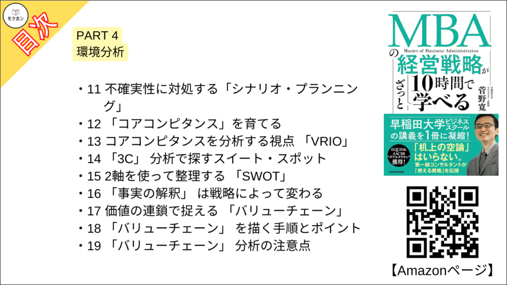 【MBAの経営戦略が10時間でざっと学べ 目次】PART 4 環境分析【菅野寛･要点･もくじ】