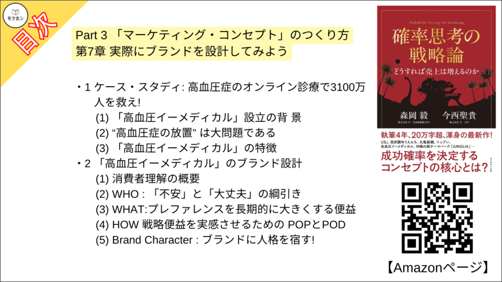 【確率思考の戦略論 目次】Part 3 「マーケティング・コンセプト」のつくり方 第7章 実際にブランドを設計してみよう【森岡毅･要点･もくじ】