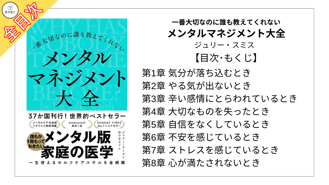 【全目次】一番大切なのに誰も教えてくれない メンタルマネジメント大全 / ジュリー・スミス【要約･もくじ･評価感想】 #メンタルマネジメント大全 #ジュリースミス